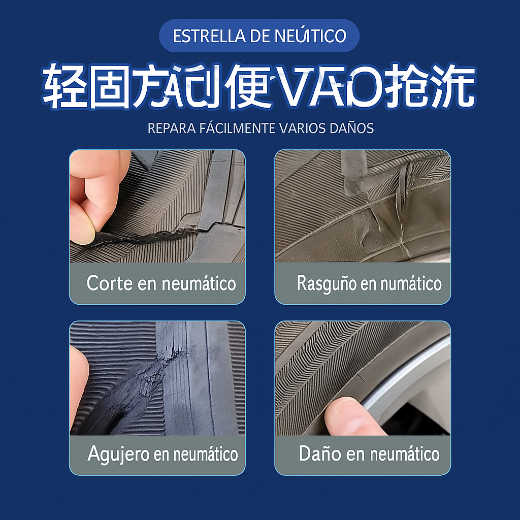 [30% DE DESCUENTO]Pegamento Reparador de Neumáticos – Sella Cortes, Agujeros y Grietas al Instante